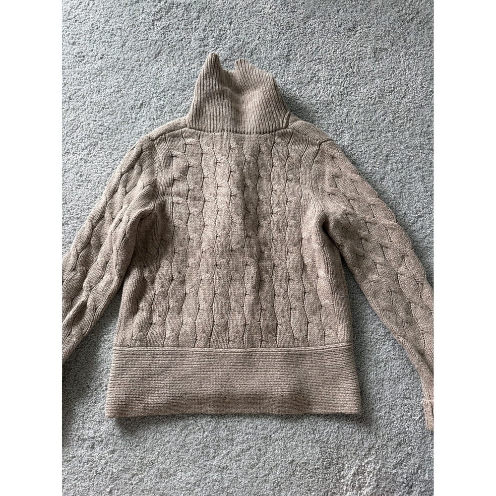 Eddie Bauer Womens Tan Wool Blend Cable Knit Shawl Collar Cardigan Sweater M - Picture 6 of 6